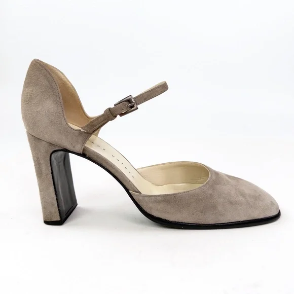 Vintage Martinez Valero Suede Mary Jane Block Heels Pumps - Picture 5 of 8